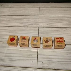 5 Christmas Holiday Rubber Stamp Lot Lynette Anderson Taylor Studio G HamptonArt